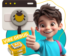 Тестирование & Vibe Debug. Охотники за багами - КИБЕРшкола программирования для детей, компьютерные курсы для школьников, начинающих и подростков - KIBERone г. Реутов